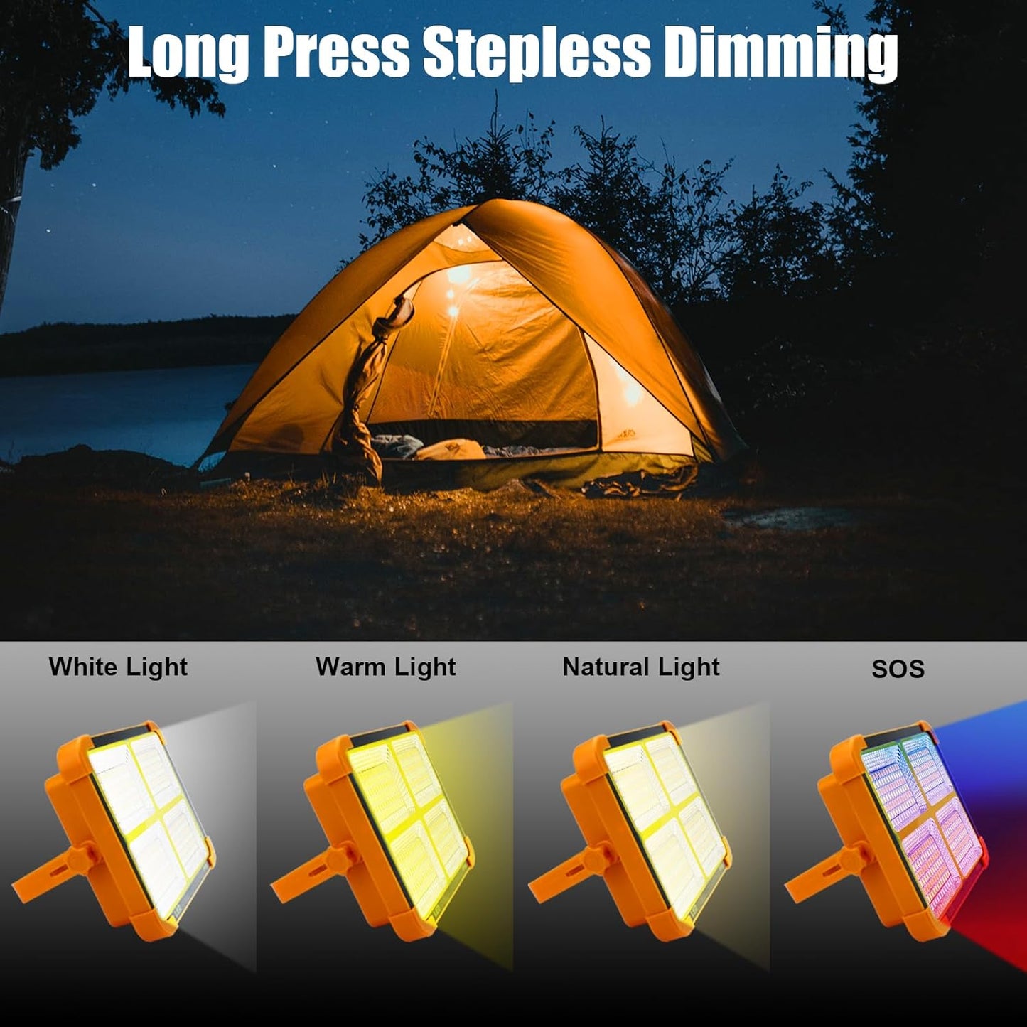 Solar LED Flood Light with Power Bank, 4-Panel, USB Rechargeable, IP66 Waterproof (1 Pc) - Happy Price - Image 4