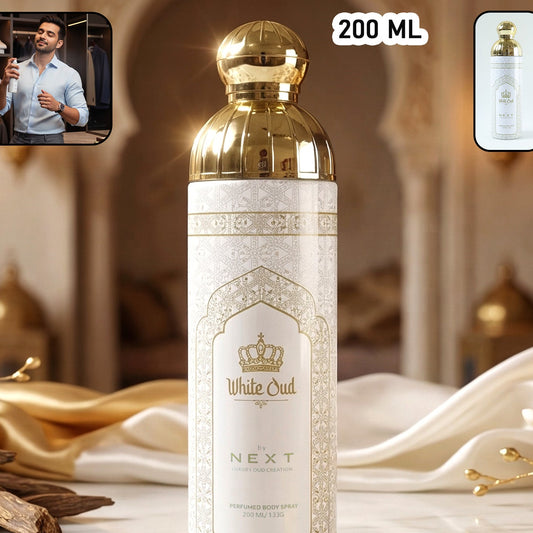 Next White Oud Premium Perfumed Body Spray 200 ML for Men - Long-Lasting Fragrance - Great Price - Image 1