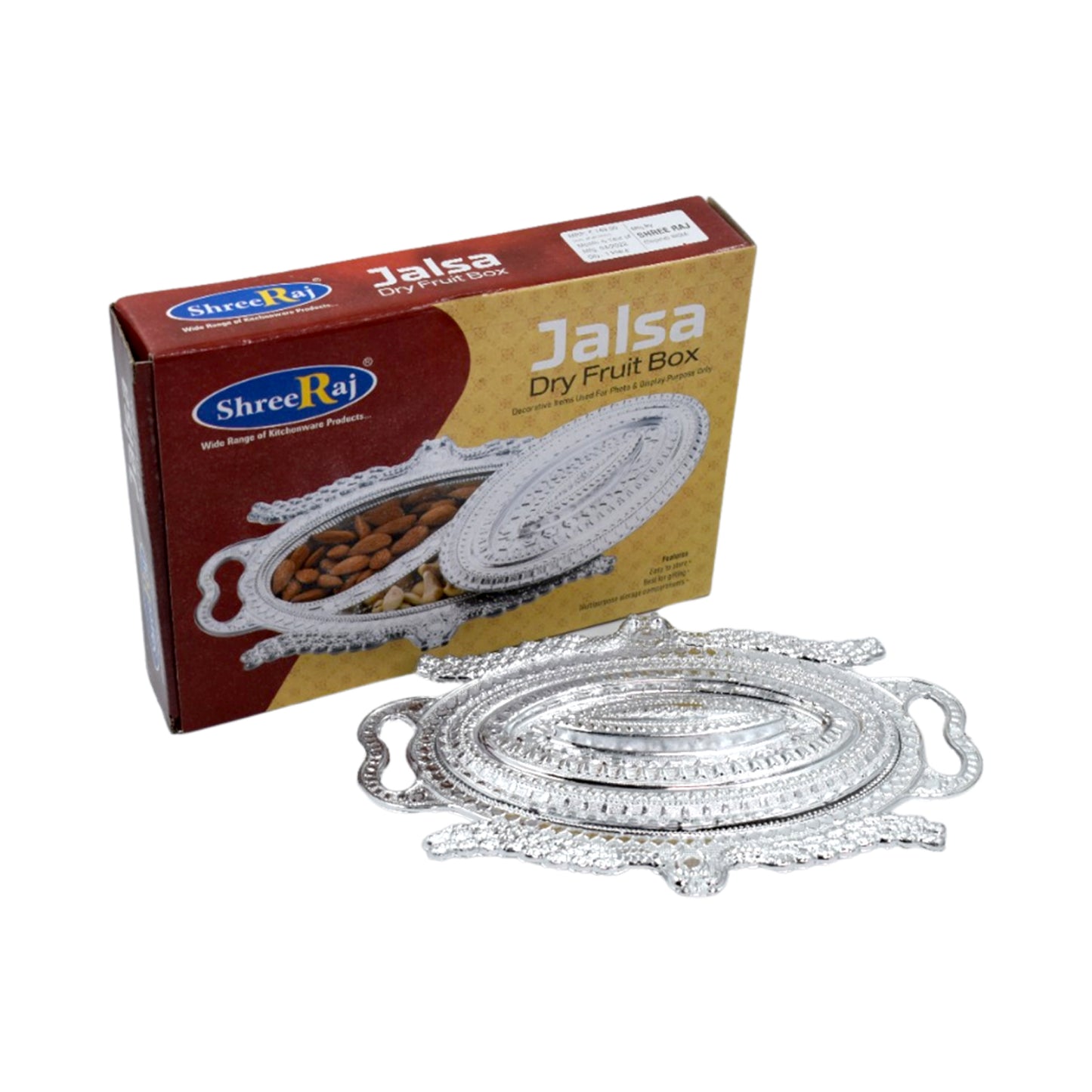 Plastic Peacock Dry Fruit Silver Finish Serving Tray - Happy Price - Image 7