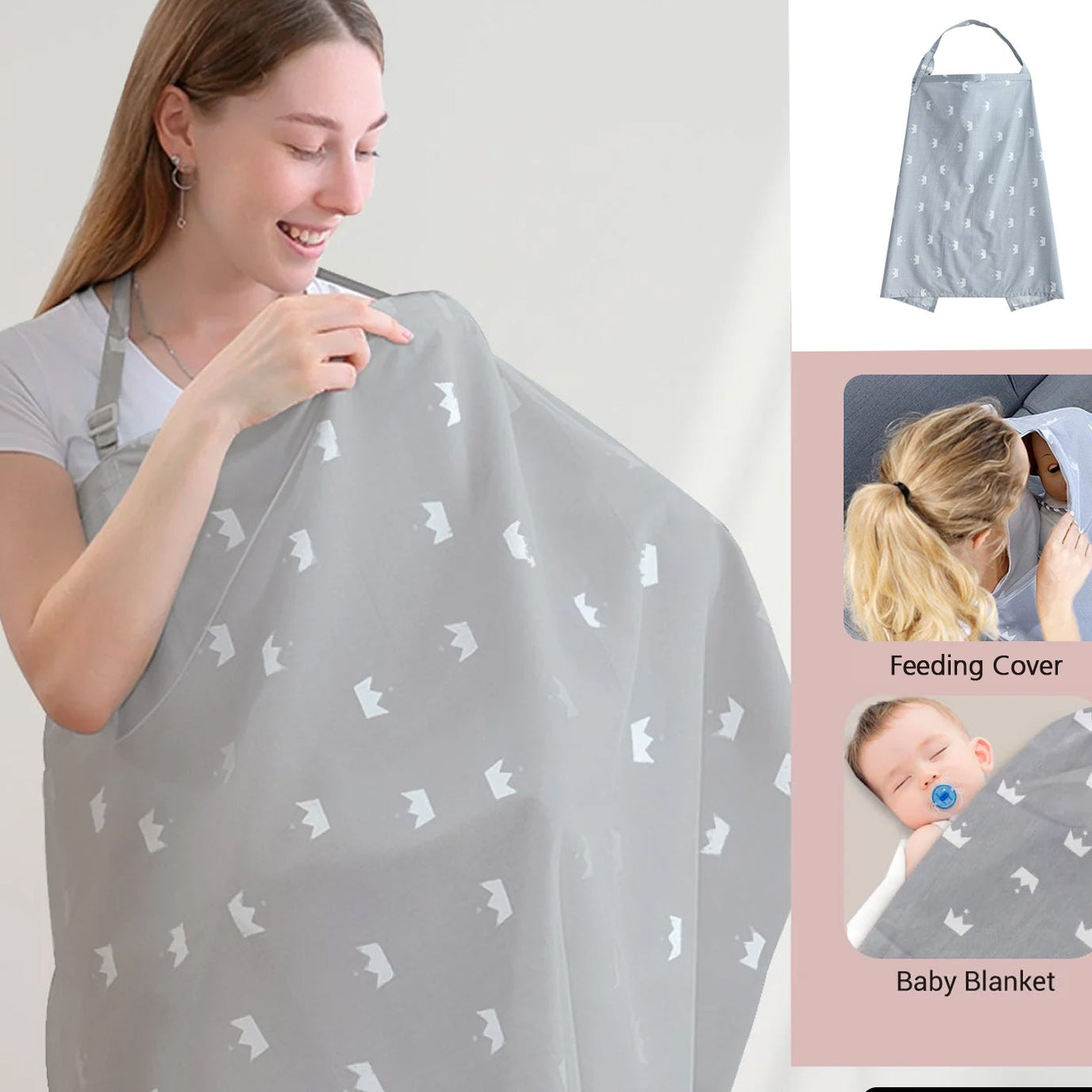 Soft Cotton Baby Nursing Cover (1 Pc) - Adjustable Privacy Shawl for Feeding, Stroller Shade, Blanket - Happy Price - Image 1