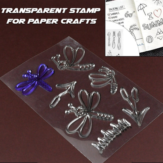 Reusable Rubber Stamp Tpr Stamp Diy Accessories Good Stamping Effect Diy Transparent Stamp Stick Repeatedly For Envelope For Diary For Invitation Letter Photo Album Decoration For Paper Crafts (Mix Design  1 Set) - Happy Price - Image 1