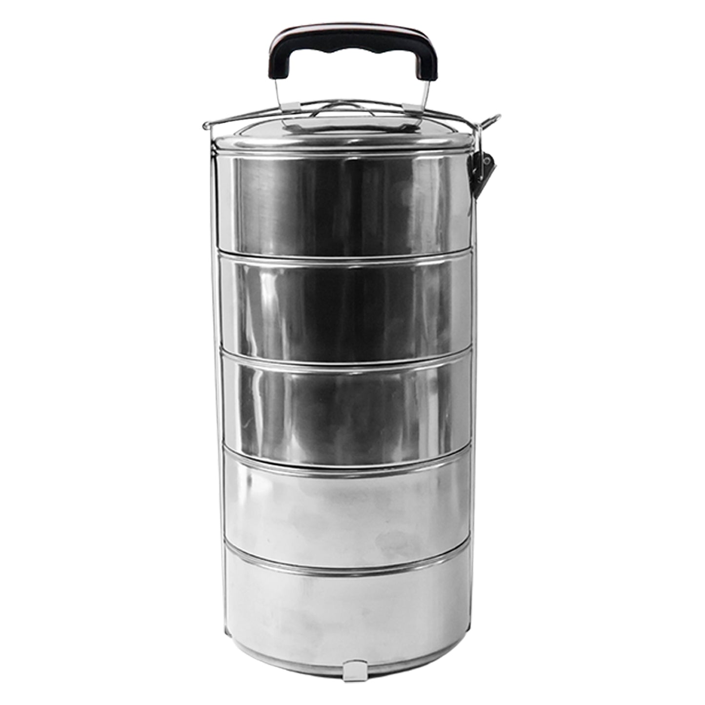 5 Container Stainless Steel Round Tiffin Box - 16x5 Inch Meal Carrier - Happy Price - Image 2