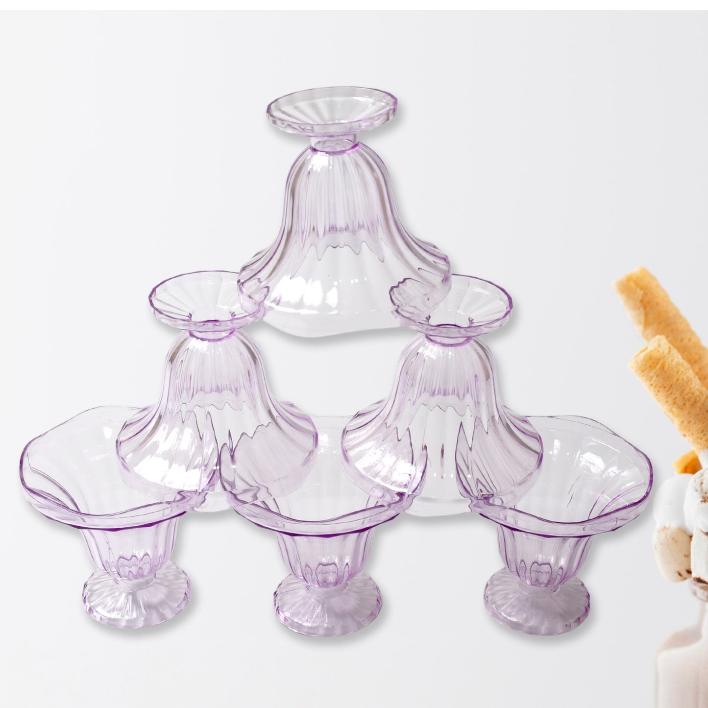 Crystal Plastic Ice-cream Bowl Home  Kitchen Serving Platter Or Dessert Cup For Sundae Sweets Snacks Fruit Pudding Nuts Or Dip Serving Bowls (Crystal Cups Set Of 6) - Happy Price - Image 5