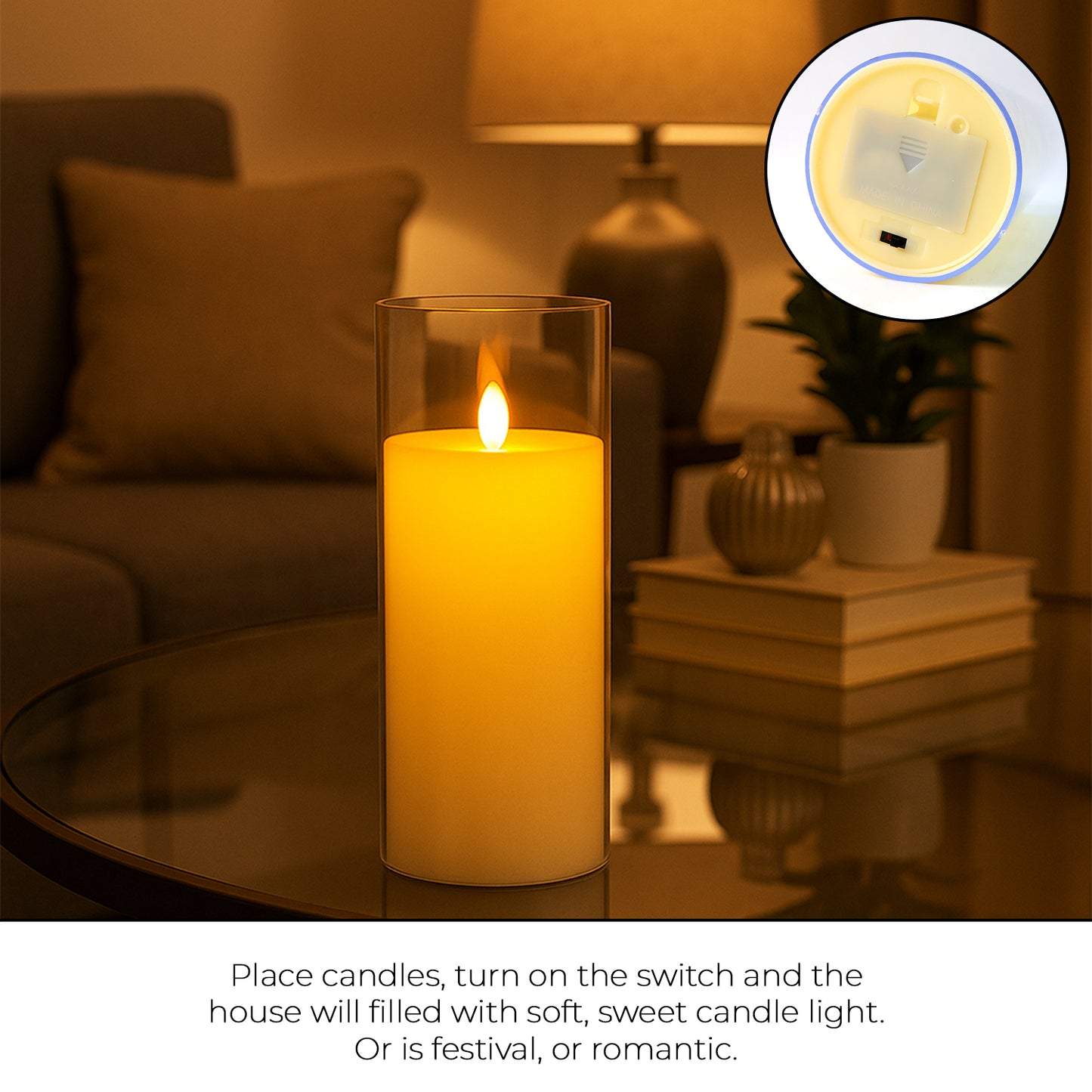 LED Flickering Flame Candle Light in Glass Cover (1 Pc) - Happy Price - Image 4