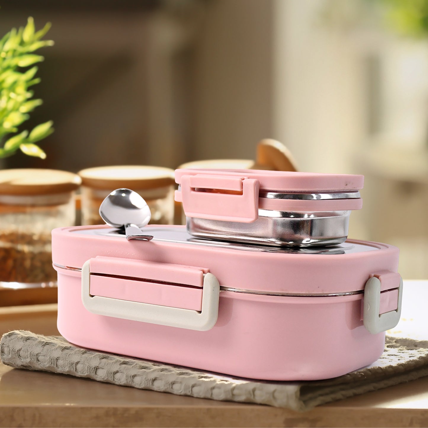 Miracle Carry 2 Compartment Lunch Box with Insulated Bag (400 ML x 2 Pcs) - Happy Price - Image 4