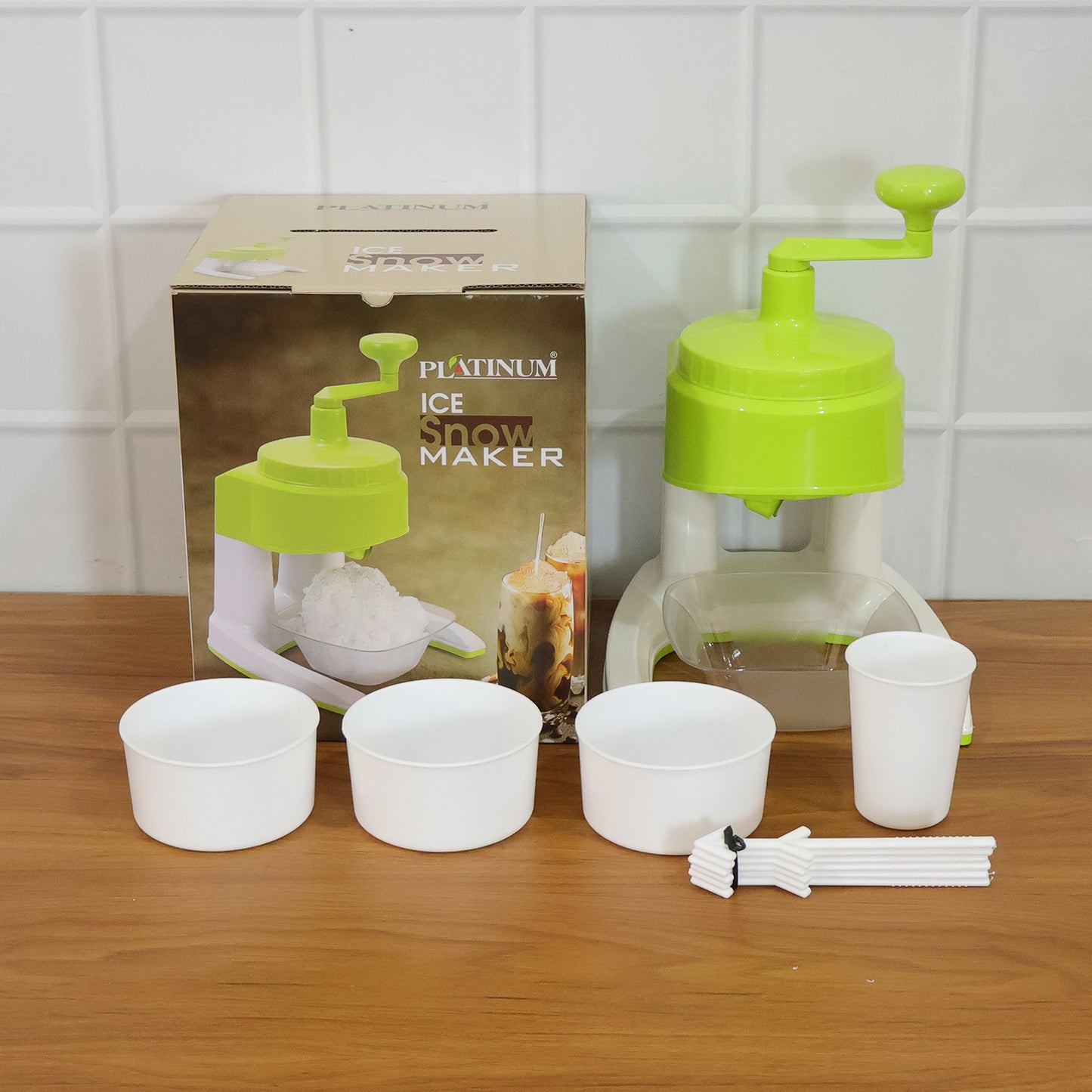 Manual Hand Crank Ice Crusher with Bowl & Cups - 1 Set Mix Color - Happy Price - Image 7