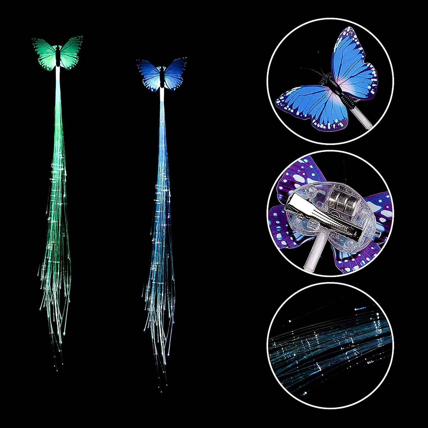 Led Butterfly Hair Braid Clip (Mix Color 1 Pc) - Happy Price - Image 6