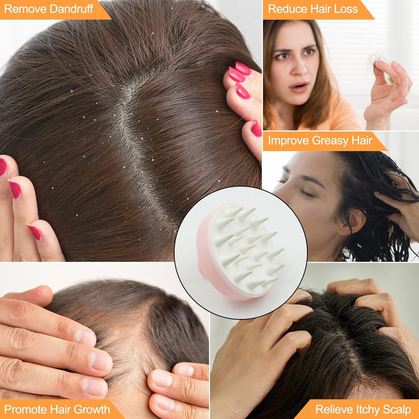 Hair Scalp Massager Shampoo Brush Scalp Care Hair Wash Brush Silicone Comb Shampoo Brush (1 Pc) - Happy Price - Image 4