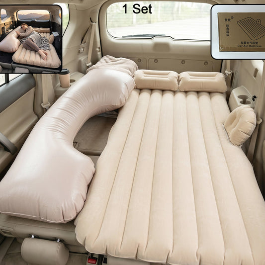 Portable Car Air Mattress Set with Pump & Pillows - Beige - Happy Price - Image 1