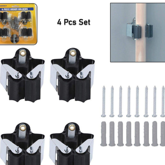 Multifunction Wall Mount Garage Holder For Mop  Broom  Hanger (4 Pcs Set) - Happy Price - Image 1