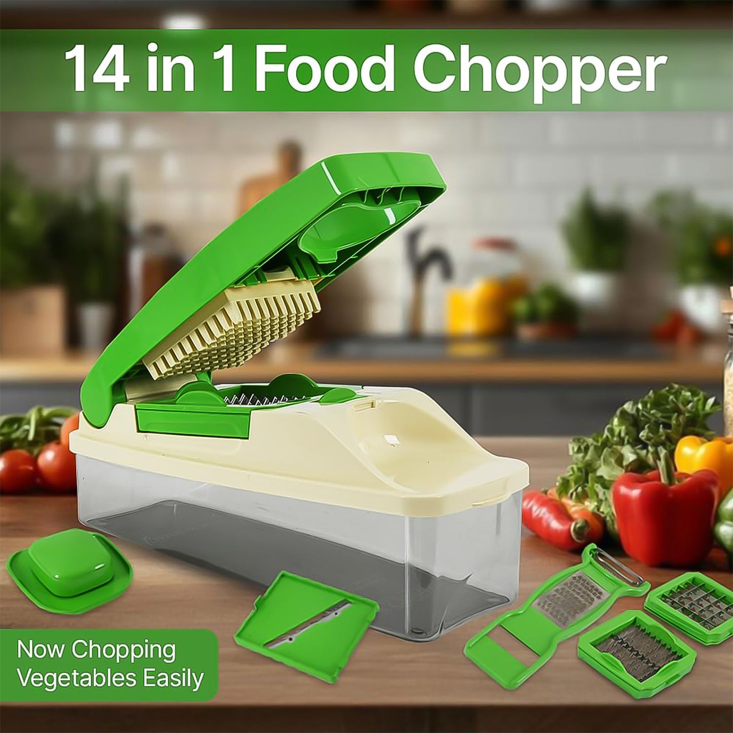 Supermom 14-in-1 Nicer Dicer  Multipurpose Vegetable  Fruit Chopper - Happy Price - Image 6