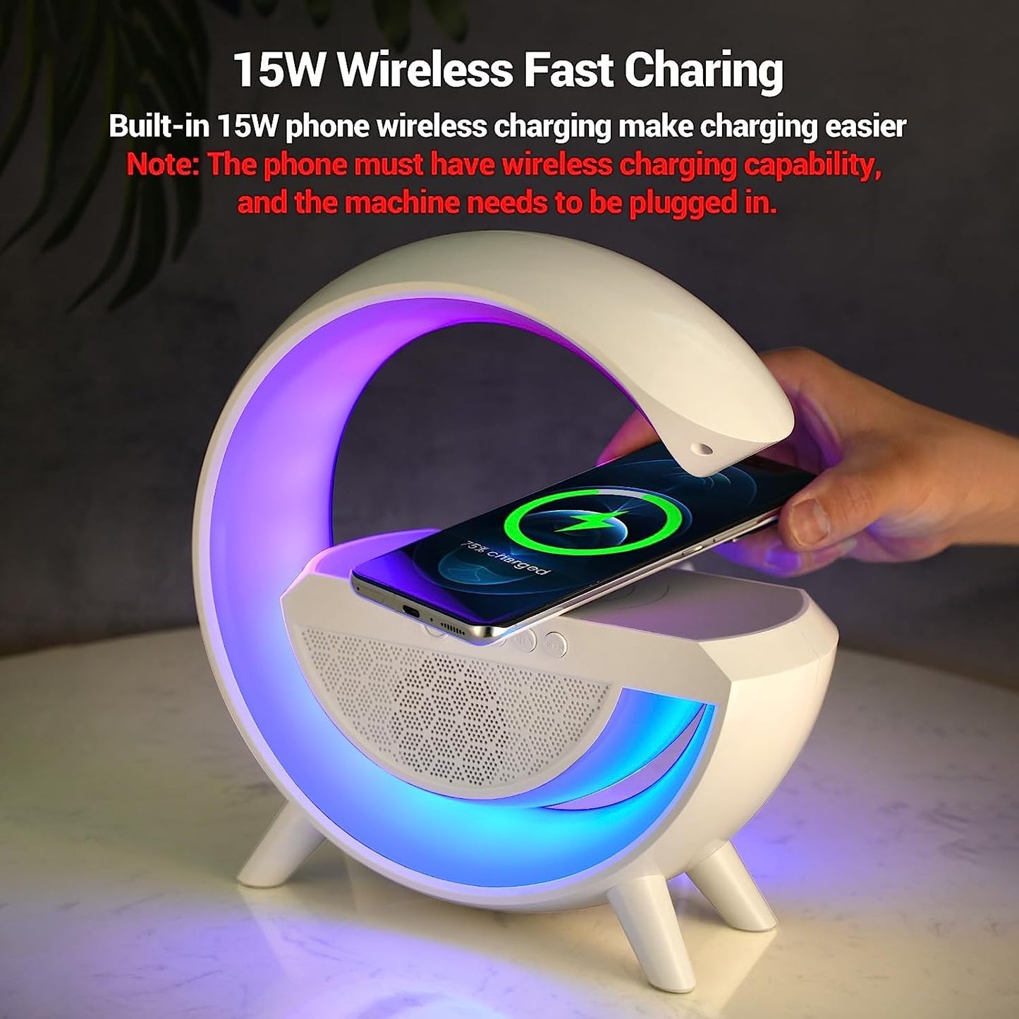 3-in-1 LED Night Lamp with Bluetooth Speaker and Wireless Charger - Happy Price - Image 5