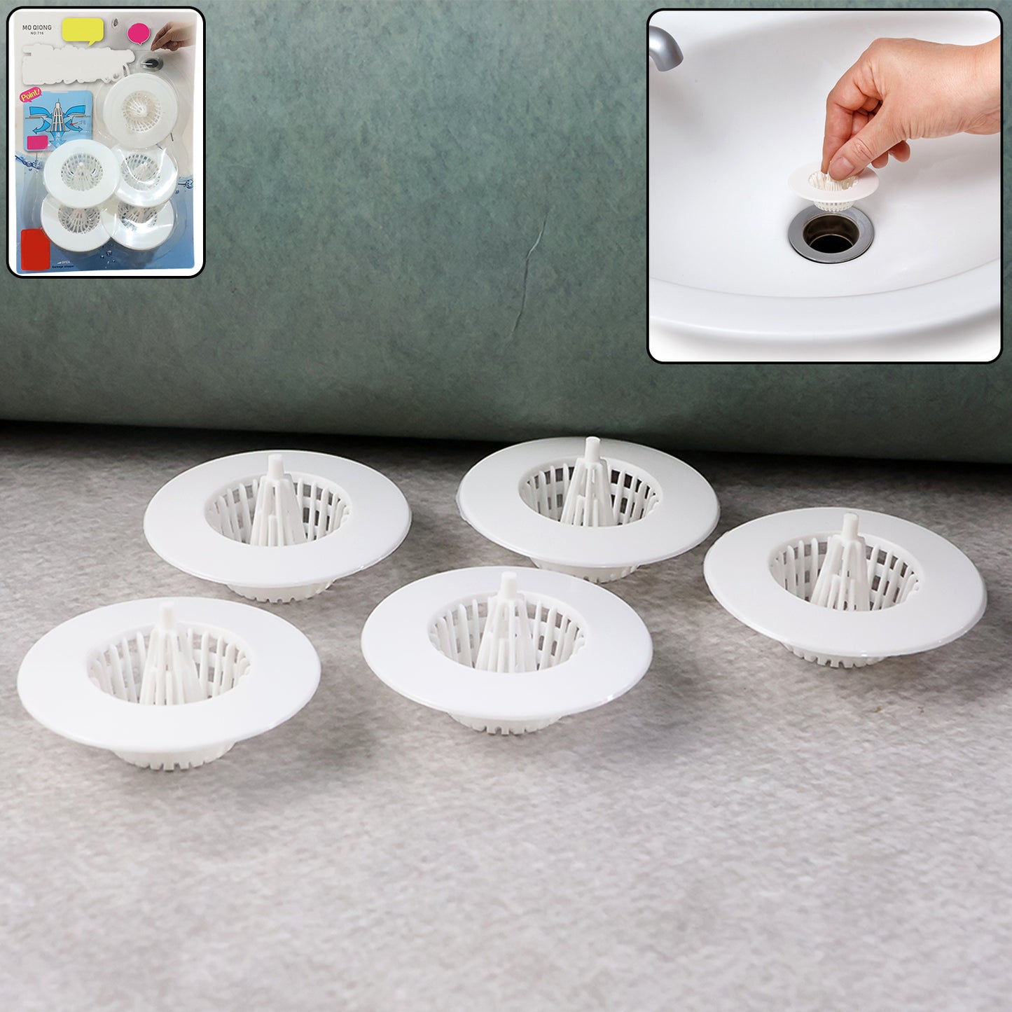 5 Pcs Sink Drain Strainer Filter - Anti-Clog Basket for Kitchen & Bathroom - Happy Price - Image 2