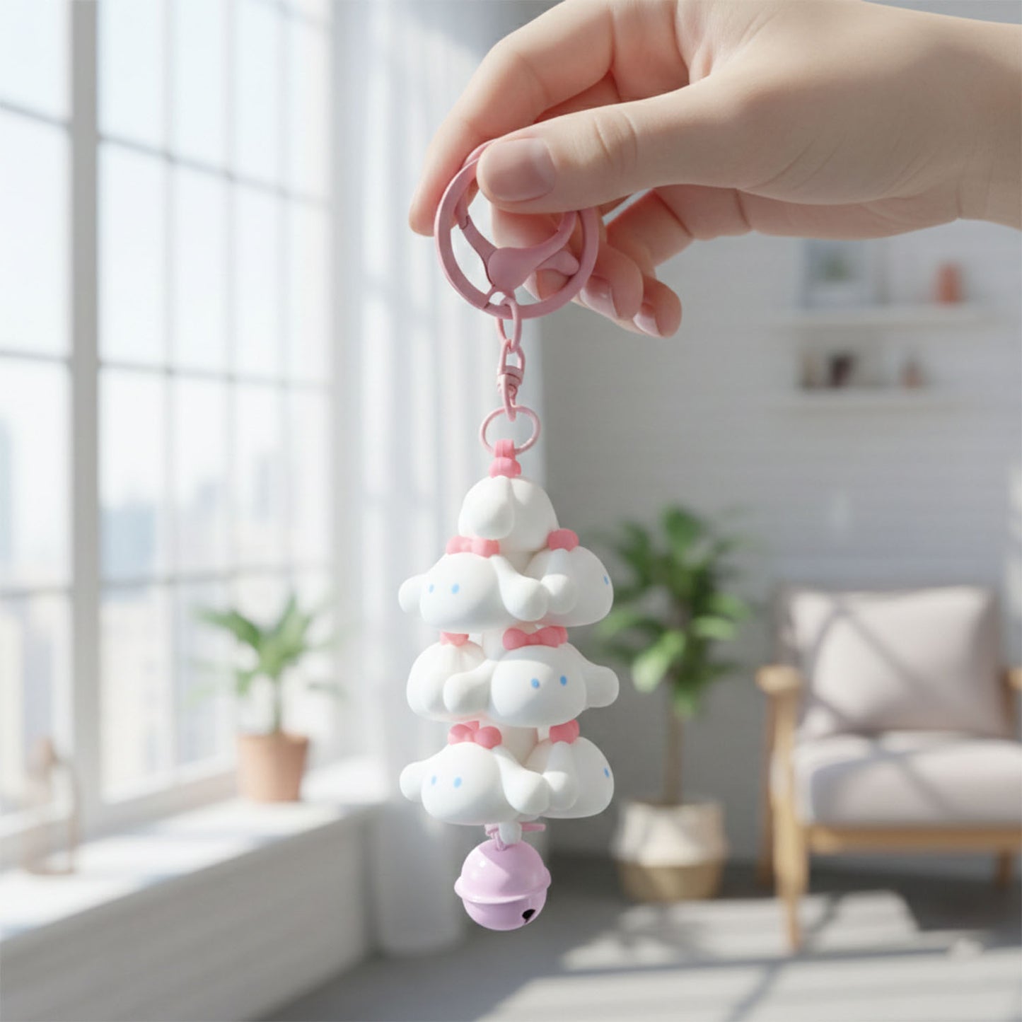 Cute Cloud Stack Keychain with Bell - 1 Pc Mix Color Bag Charm - Happy Price - Image 6
