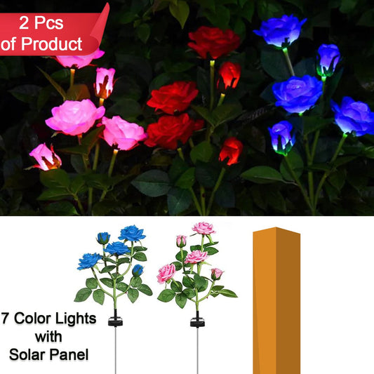 Solar Rose Flower Garden Lights - Waterproof Outdoor Decorative Lights for Patio, Yard & Pathway - Happy Price - Image 1