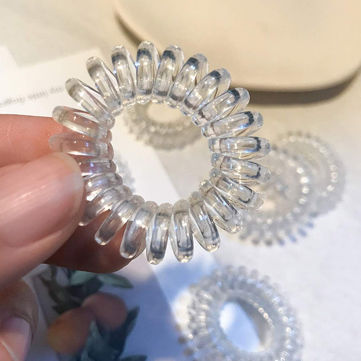 Transparent Spiral Coil Hair Band With Case 3 Pc Set