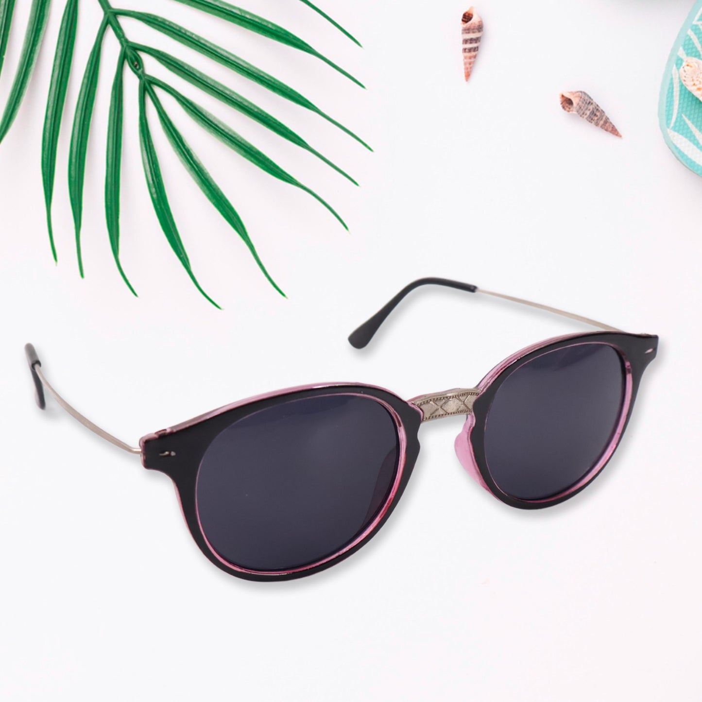 Pink Uv Protected Round Sunglasses Classic Sunglasses For Men  Women Lightweight - Happy Price - Image 3