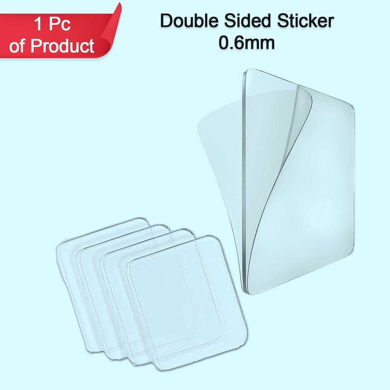 New Double Side Tape Sticker Strong Waterproof Wall Indoor Nano Adhesive No Trace Gel Clear Industrial Multipurpose Removable Use For Bedroom Home Kitchen Hotel (0.6mmx1pc) - Happy Price - Image 1