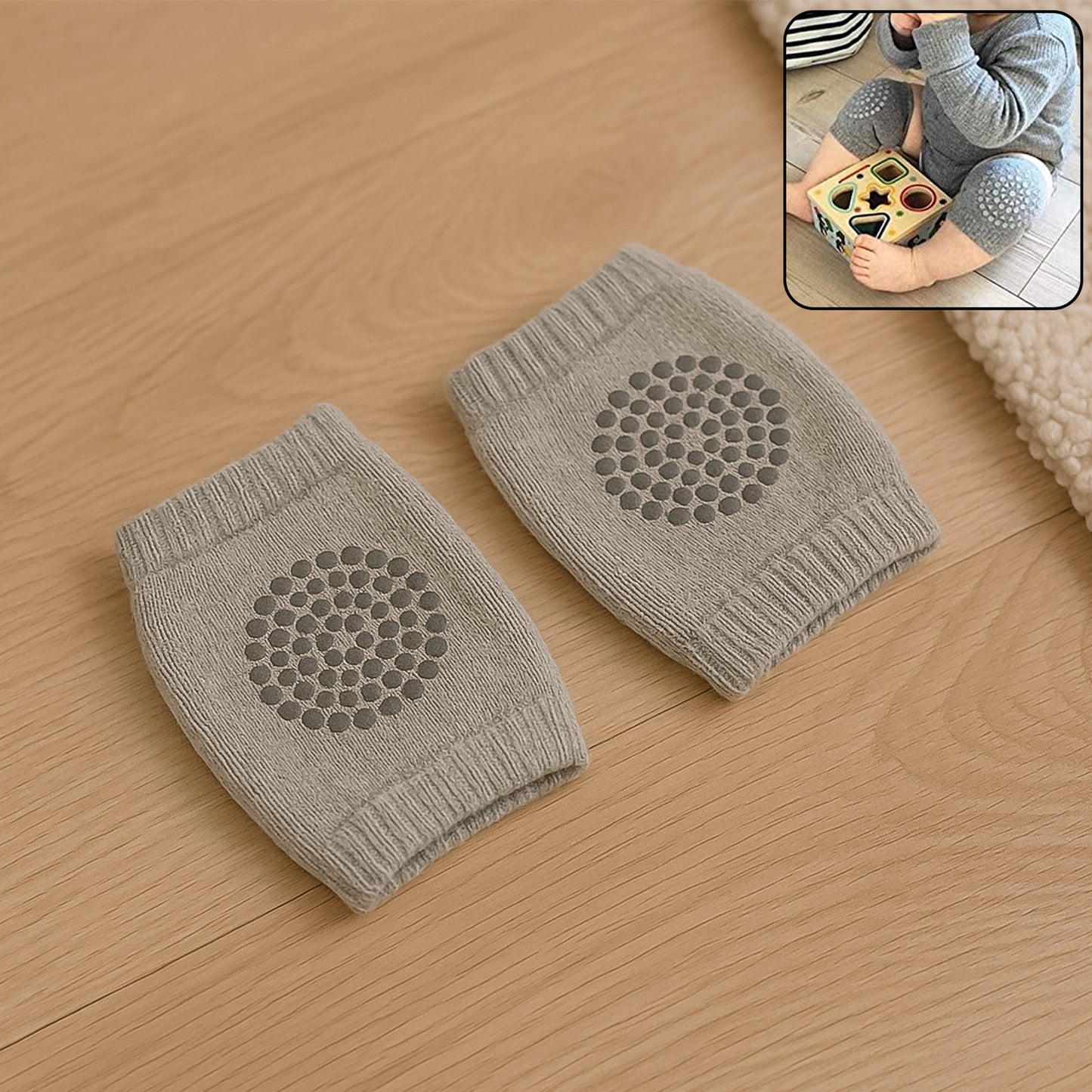 Light Grey Toddler Wool Knit Leg Warmer (Knee Guard) - Happy Price - Image 2
