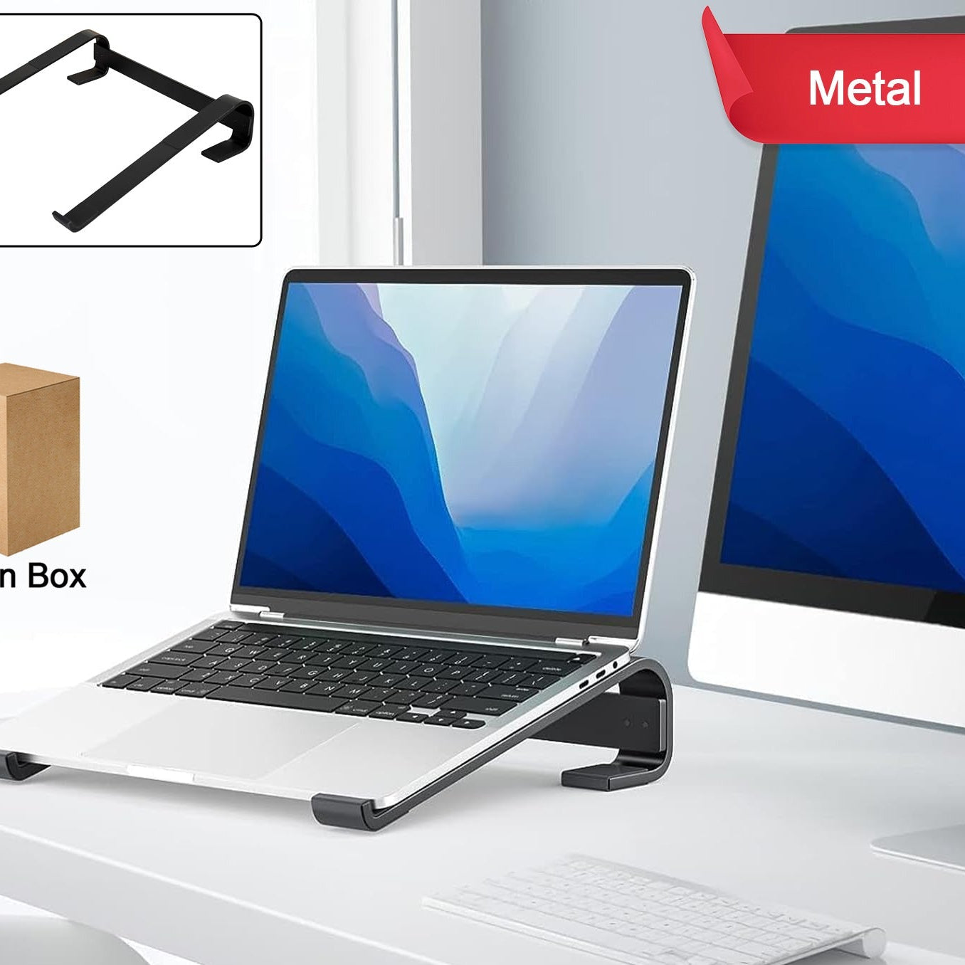 Fixed Metal Laptop Stand for Desk - 25 x 26 cm - Happy Price - Image 1