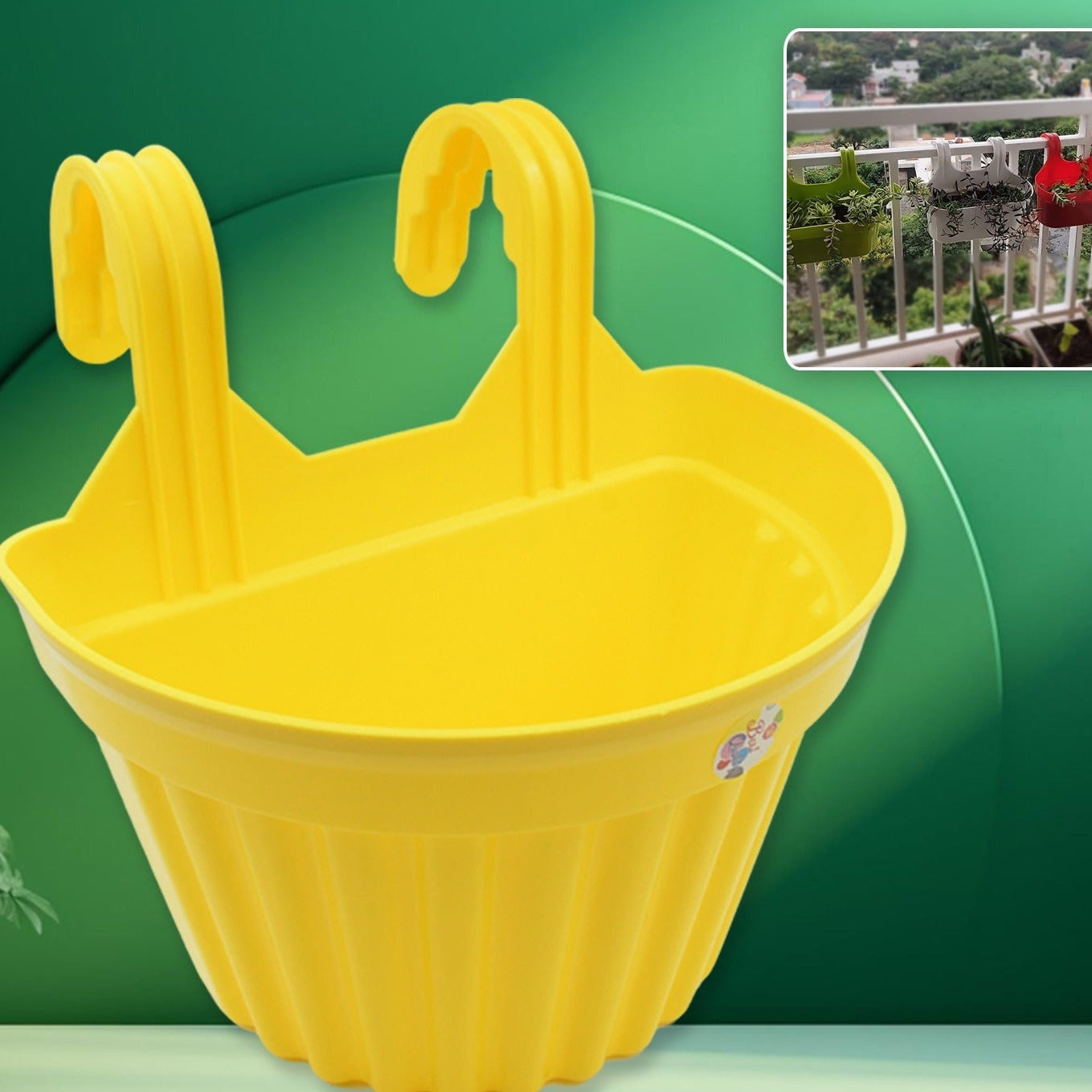 Multicolor Hanging Plastic Planter for Balcony & Home Gardening (1 Pc) - Happy Price - Image 1