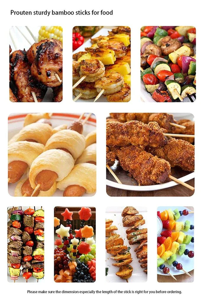 Camping Wooden Color Bamboo Bbq Skewers Barbecue Shish Kabob Sticks Fruit Kebab Meat Party Fountain Bamboo Bbq Sticks Skewers Wooden (30cm) - Happy Price - Image 6