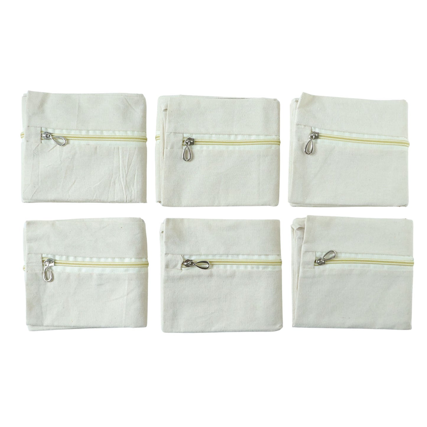 Pack of 6 Zippered Fabric Pouches - 14.5x16.5 cm Storage Bags - Happy Price - Image 4