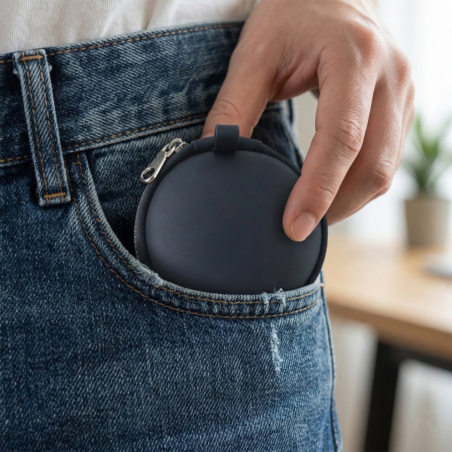 Compact Hard Shell Earphone Carrying Case With Zipper Closure (1 Pc)