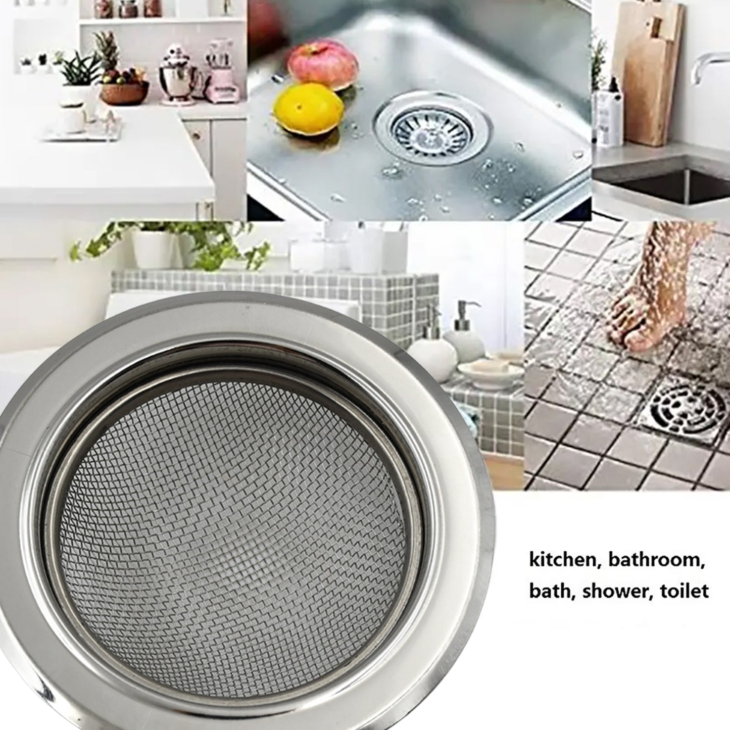 Medium Size Stainless Steel Sink Strainer Kitchen Drain Basin Filter Stopper Drainer - Happy Price - Image 2