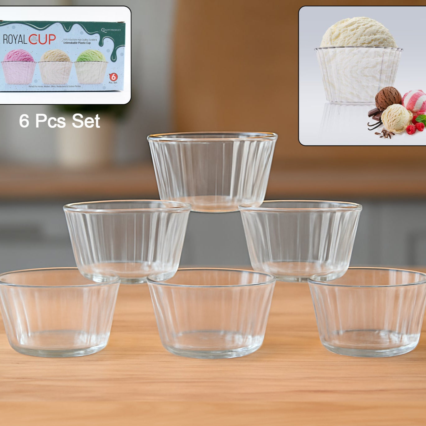 Premium Transparent Plastic Dessert Bowl Set  6 Pieces - Happy Price - Image 1