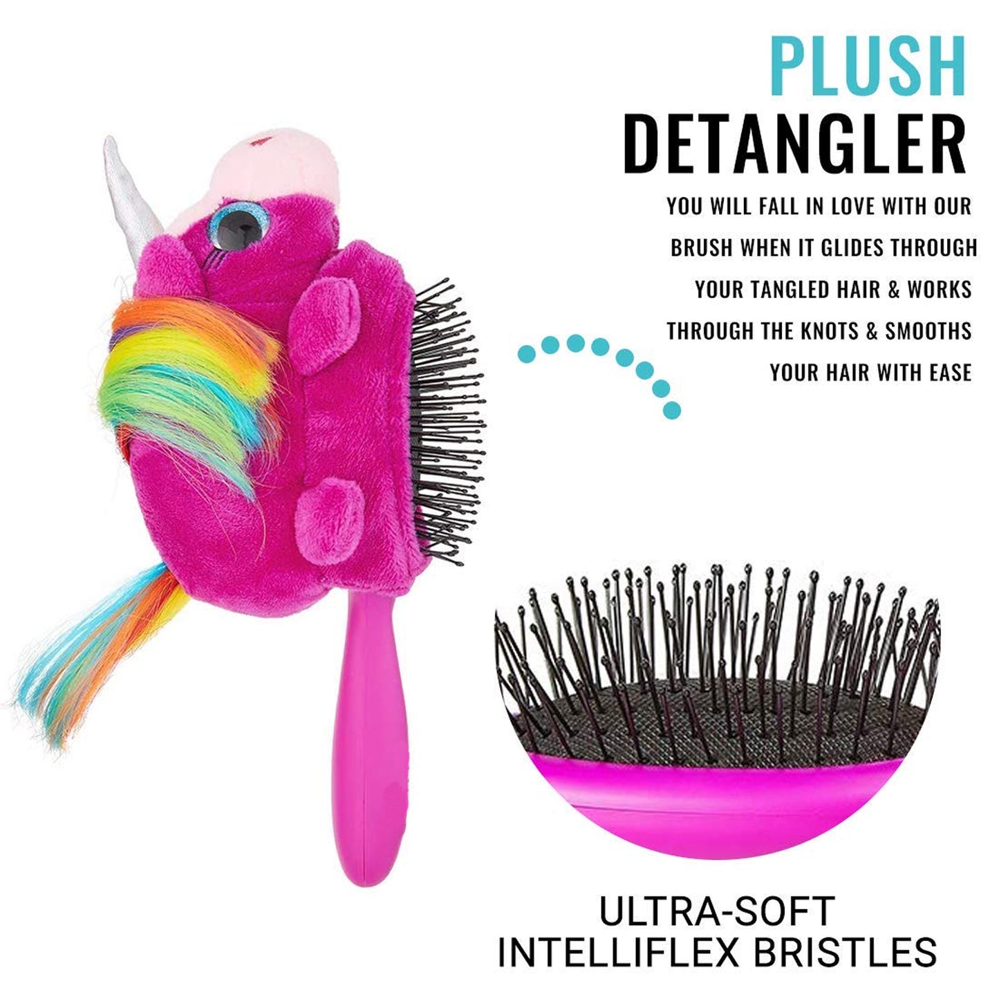 Kids Unicorn Plush Hair Brush - Gentle Detangling for Children (1 Pc) - Happy Price - Image 5