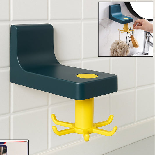 360 Degree Rotating Self Adhesive Plastic Wall Hook Hanger Multifunctional Hanger With 6 Heavy Duty Claw Hooks - Happy Price - Image 1