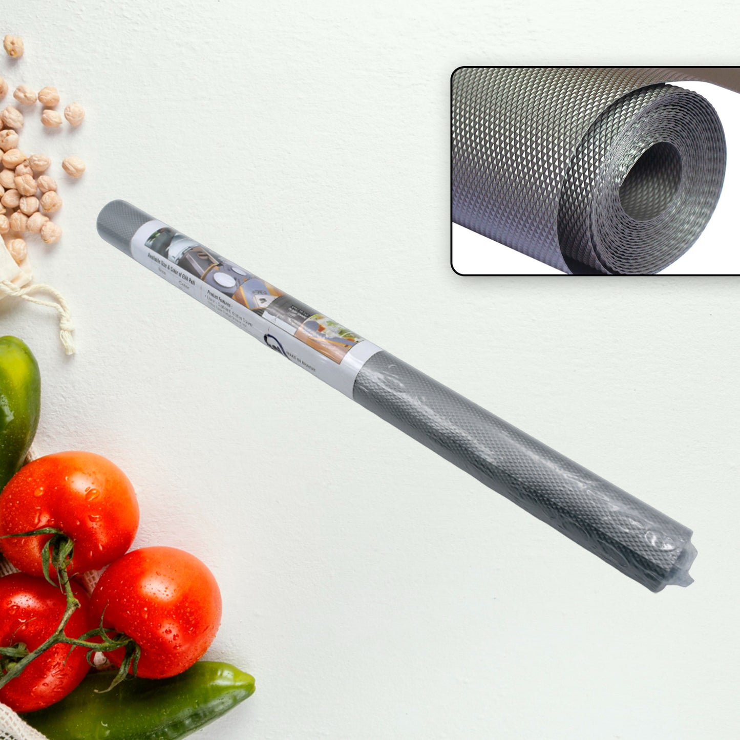 Multipurpose Anti-slip Bathroom Kitchen Cabinet Drawer Shelf Mat Liner Sheets Roll Fridge Mat Table Mat Anti-slip Super Strong Placement Mat For Fridge Bathroom Kitchen Drawer Shelf Liner (45cmx1.25m) - Happy Price - Image 2