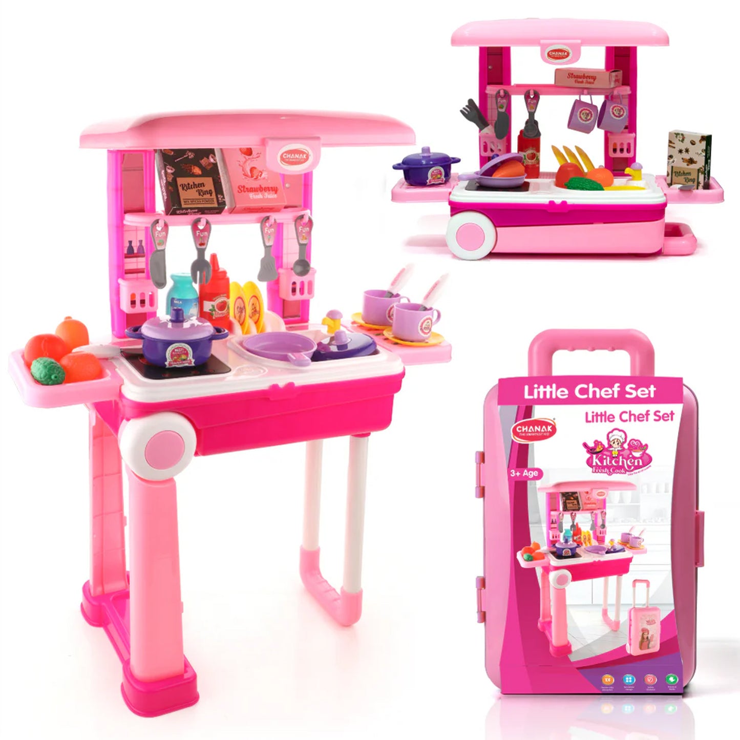 3 In 1 Kitchen Set For Kids Portable Pretend Play Toys For Kids With Suitcase (1 Set) - Happy Price - Image 4