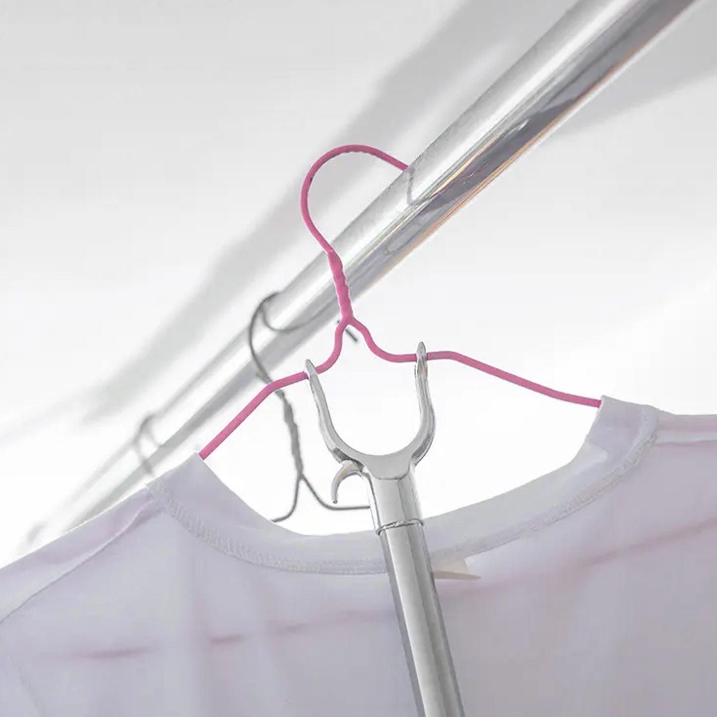 Stainless Steel Telescopic Pole Clothes Hooks Hanger (1 Pc  155 Cm) - Happy Price - Image 4