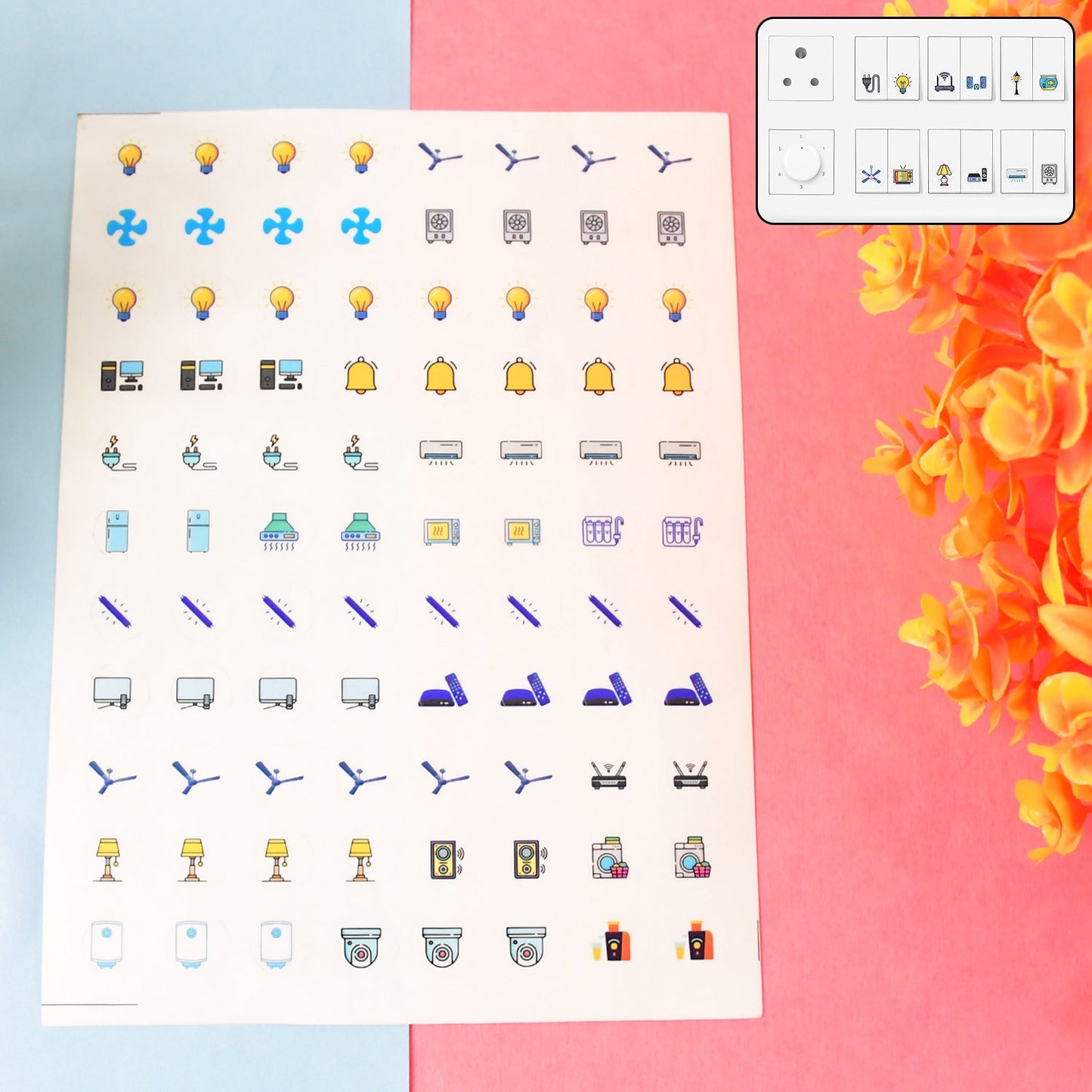 Pack of 10 Smart Switch Icon Sticker Sheets for Home & Office - Happy Price - Image 3