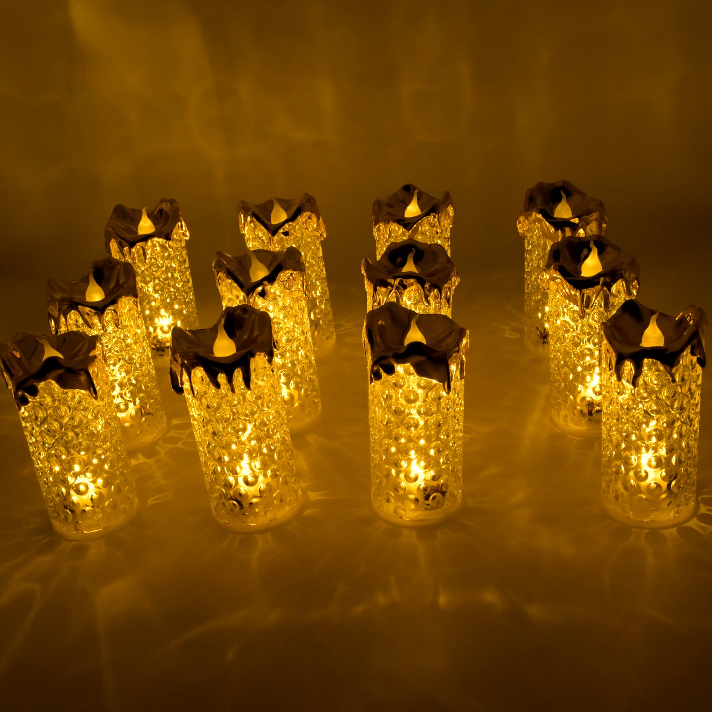 Gold Flameless Candles Led Light Flameless And Smokeless Decorative Candles Led Tea Light Candle Perfect For Gifting Home Diwaliwedding Christmas Crystal Candle Lights Table Decorations (12 Pc Moq) - Happy Price - Image 2