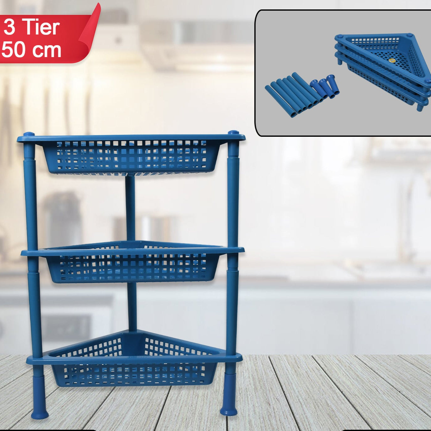 Triangle Storage Plastic 3-tier  Rack Shelf For Kitchen Living Room Bathroom Office - Happy Price - Image 1