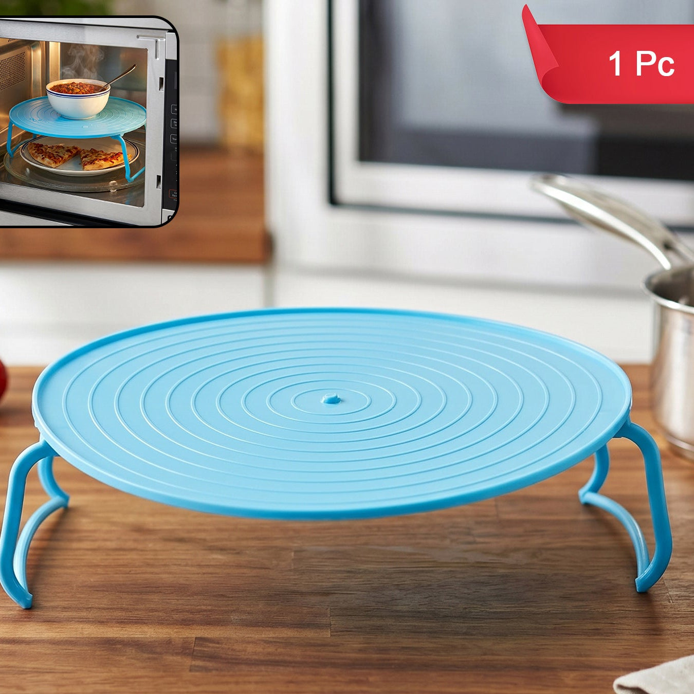 Decorative Plastic Serving Tray with Stand - Non-Slip, Microwave Safe (1 Pc) - Happy Price - Image 1