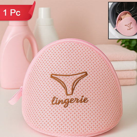 Dome Shape Lingerie Wash Bag with Zip Closure - 1 Pc - Happy Price - Image 1