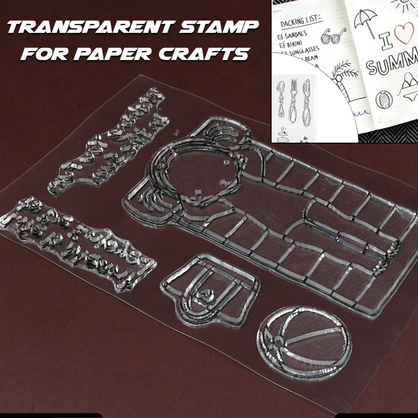 Reusable Rubber Stamp Tpr Stamp Diy Accessories Good Stamping Effect Diy Transparent Stamp Stick Repeatedly For Envelope For Diary For Invitation Letter Photo Album Decoration For Paper Crafts (Mix Design  1 Set) - Happy Price - Image 1