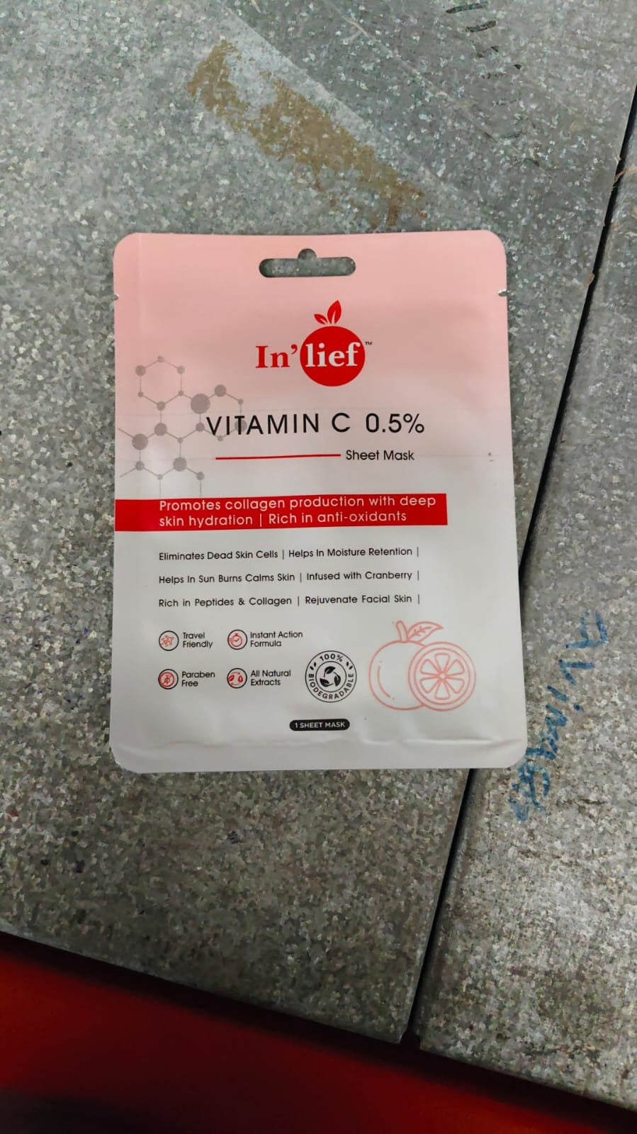 Inlief Vitamin C 0.5% Hydrating Brightening Facial Sheet Mask - 1 Pc - Happy Price - Image 7