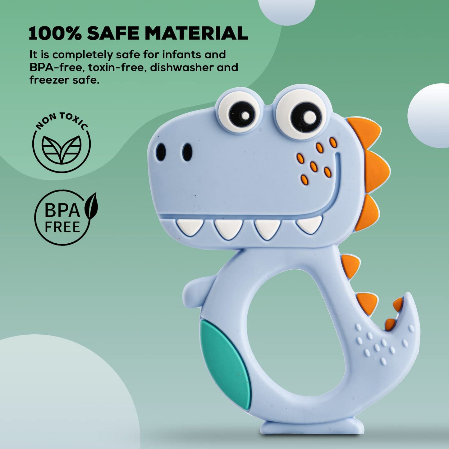 Silicone Dinosaur Teether For Baby (1 Pc  Mix Design  Color) - Happy Price - Image 3