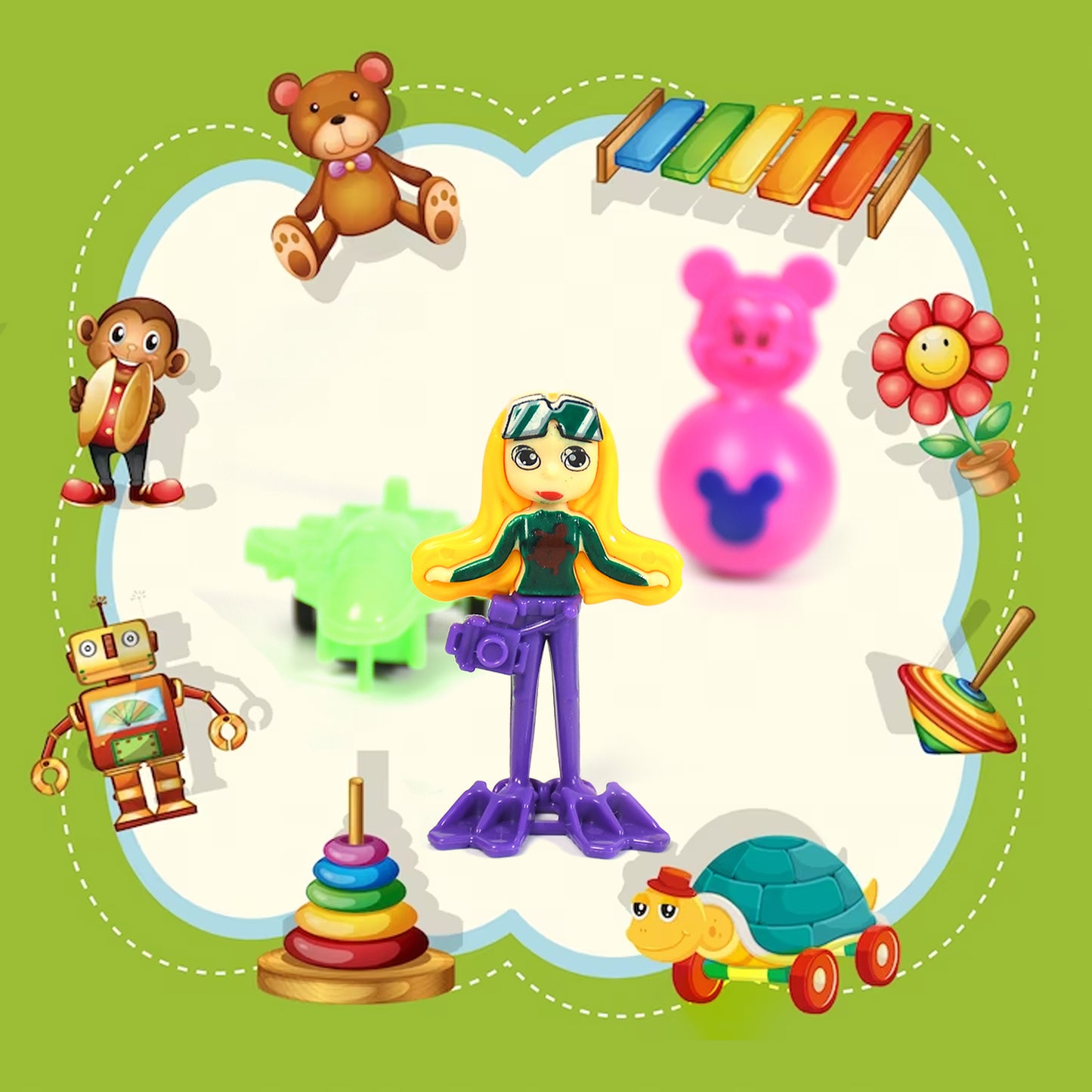 20pc Mix All New Toy With Plastic Commander Container  Mix All Types Playing Toy For Kids - Happy Price - Image 2