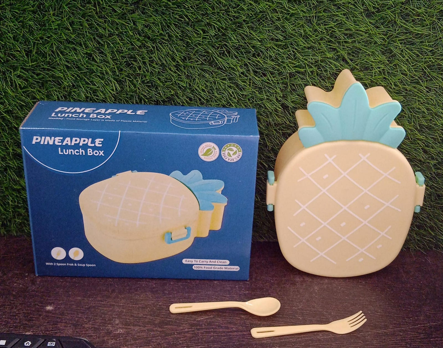 Kids Lunch Box Cute Pineapple Shaped Bento Box With Fork Spoon Snack Candy Container Microwave Portable Office Lunch Box (1 Pc  With Spoon Fork  Color Box) - Happy Price - Image 7