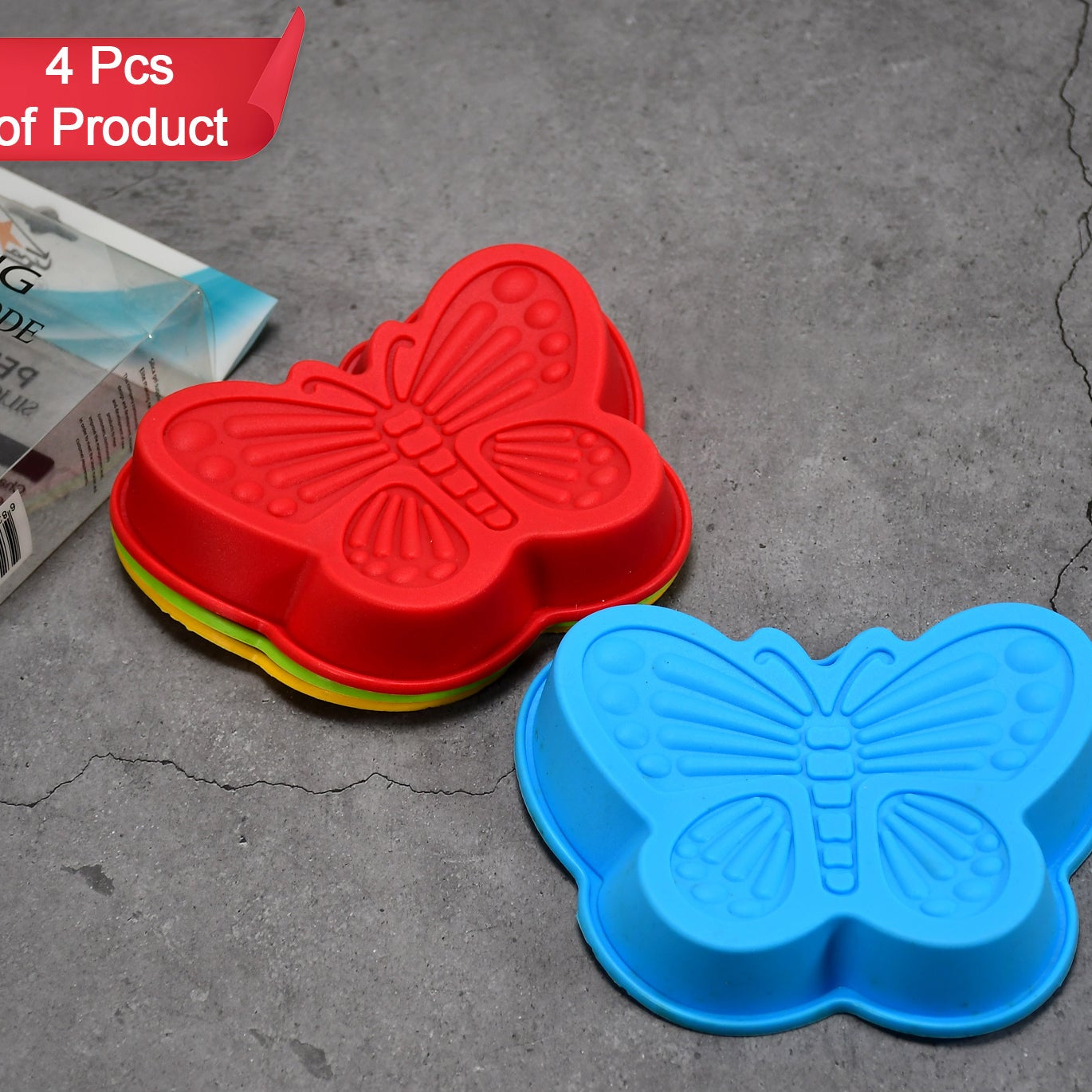 Butterfly Shape Cake Cup Liners I Silicone Baking Cups I Muffin Cupcake Cases I Microwave Or Oven Tray Safe I Molds For Handmade Soap Biscuit Chocolate Muffins Jelly  Pack Of 4 - Happy Price - Image 1