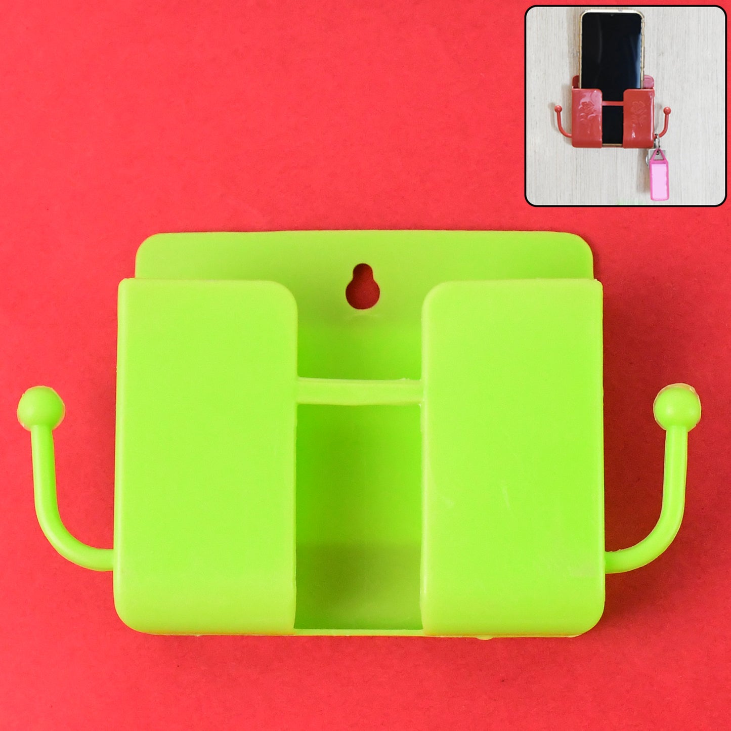 1 Pc Neon Green Wallmount Mobile Stand With Hook - Happy Price - Image 2