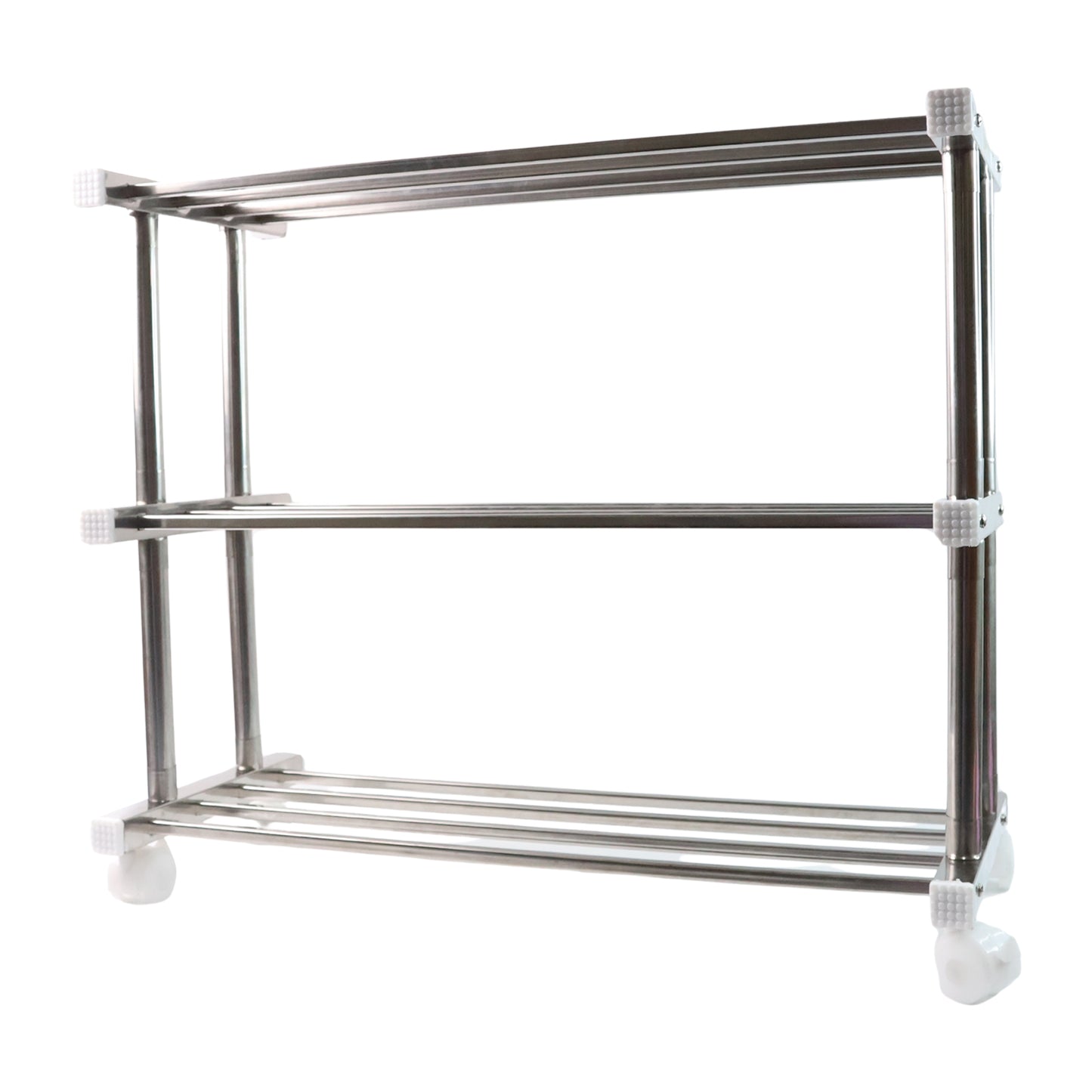 3-Tier Stainless Steel Shoe Rack Organizer - Multipurpose Storage Stand (1 Pc) - Happy Price - Image 2