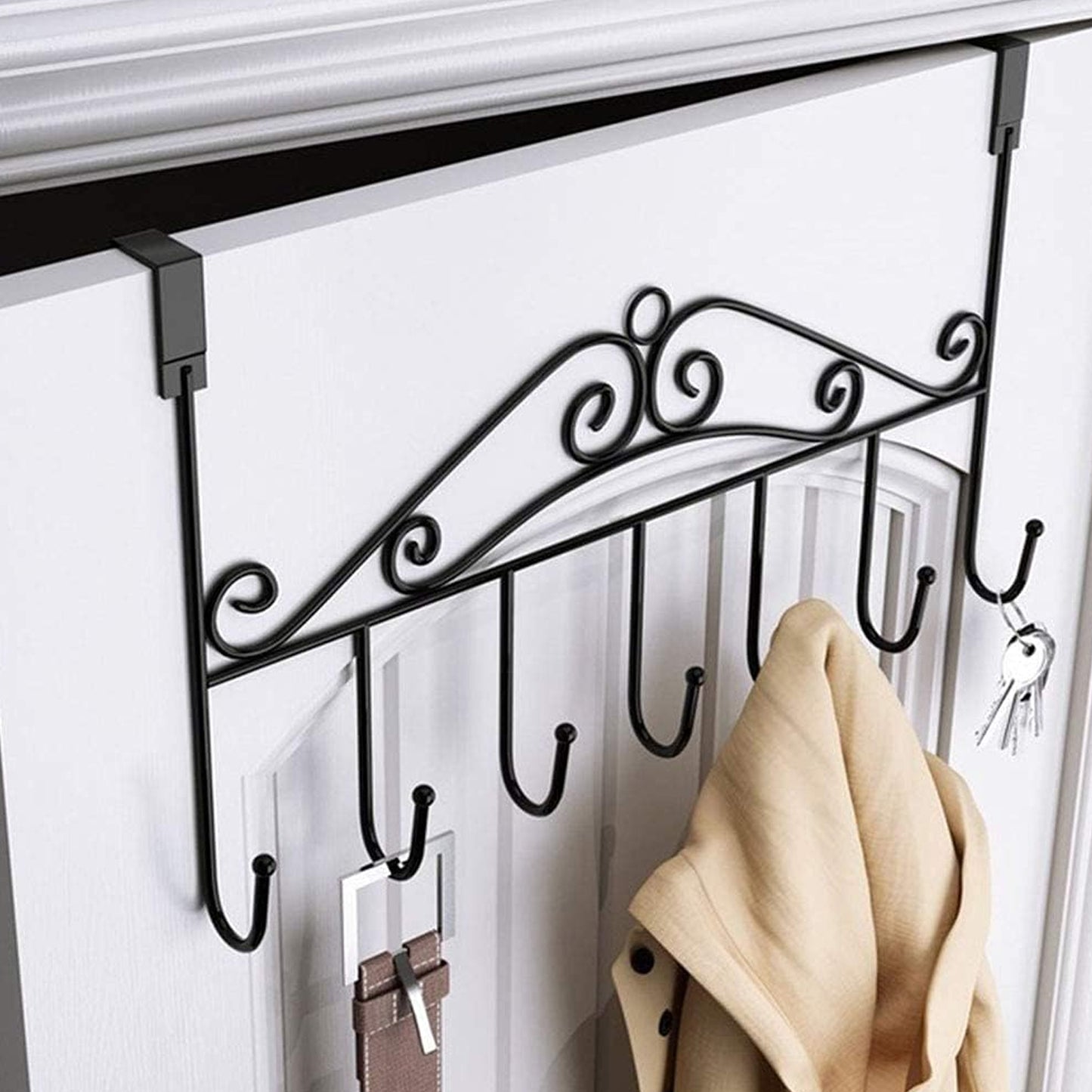 Over The Door Hanger Rack 7 Hooks Decorative Ognazier Hook Rack Stylish Door Hanger Door Hook Hangers With 7 Hooksmetal Hanging Rack For Home Office Use - Happy Price - Image 6