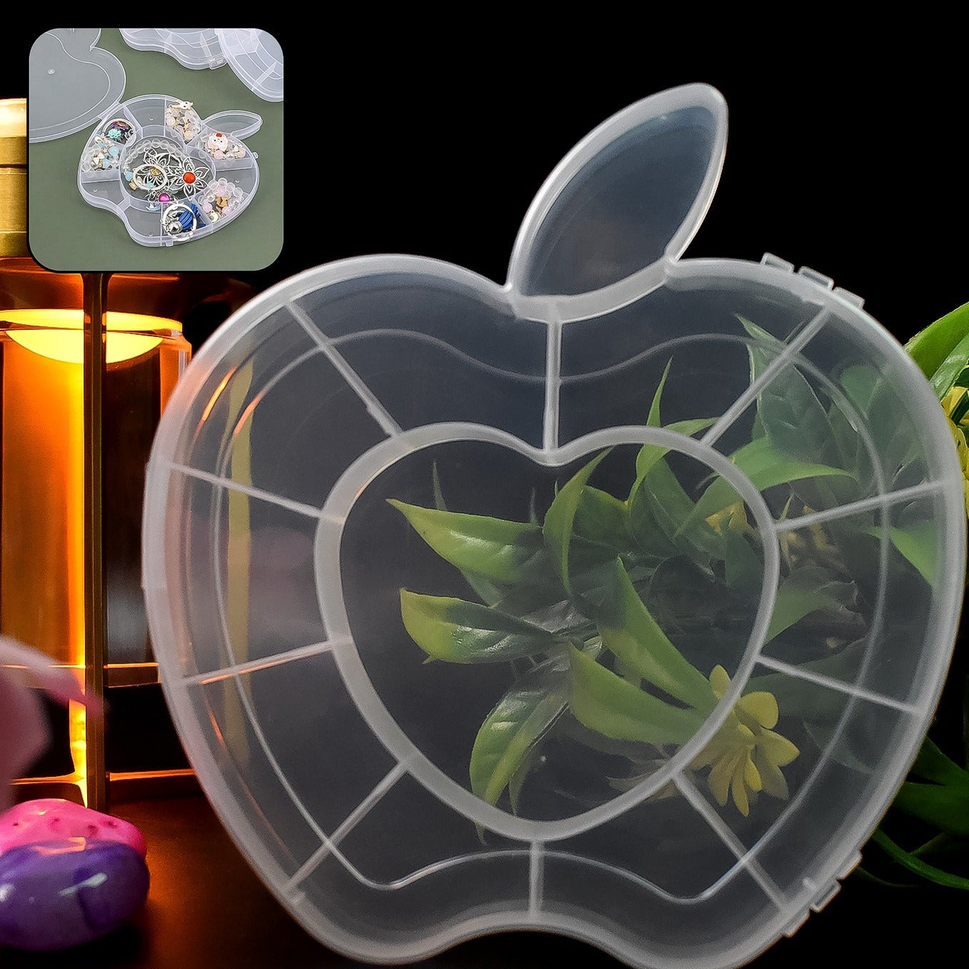 Plastic Apple Shape Jewellery Storage Box (1 Pc) - Happy Price - Image 1